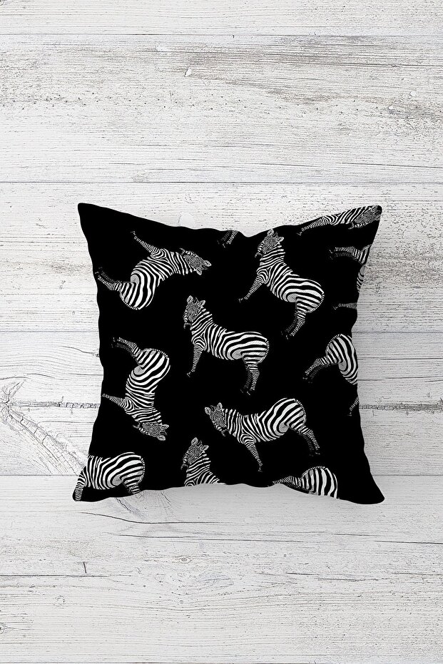 Zebra Patterned Table Different Ranir Models Decorative Set of 4 Throw Pillow Covers - 3