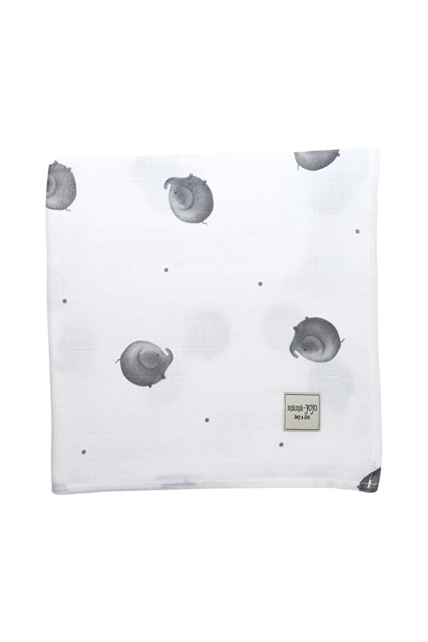Multi-Purpose Organic Muslin Blanket - 100% Cotton Elephantine - Chubby Elephant - 120X120 cm