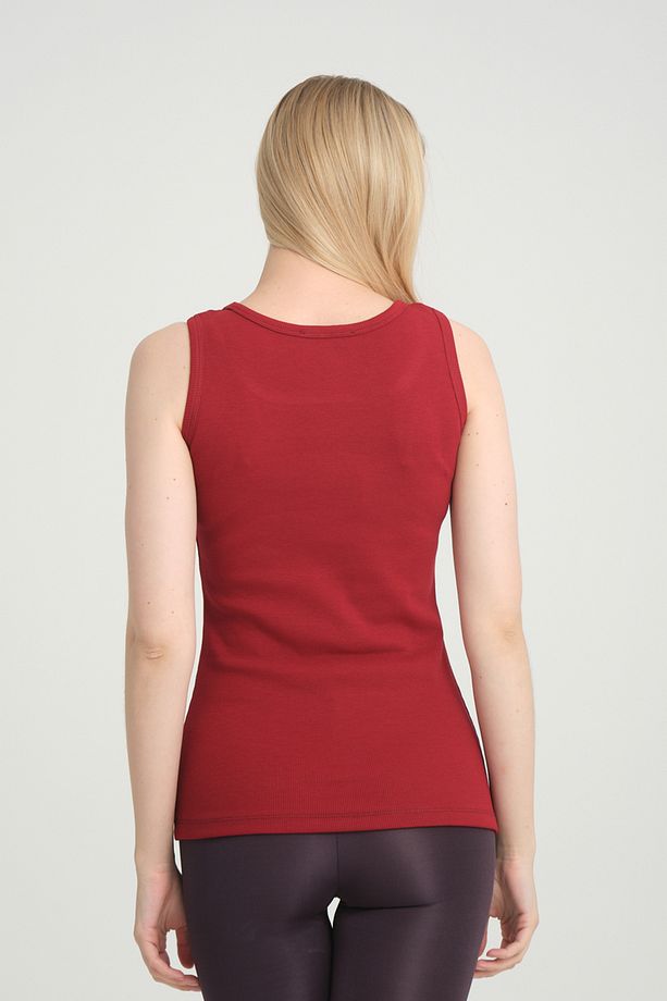 Fitted Vücuda Oturan Fitilli Kalın Askılı Basic Örme Atlet Kırmızı - 3