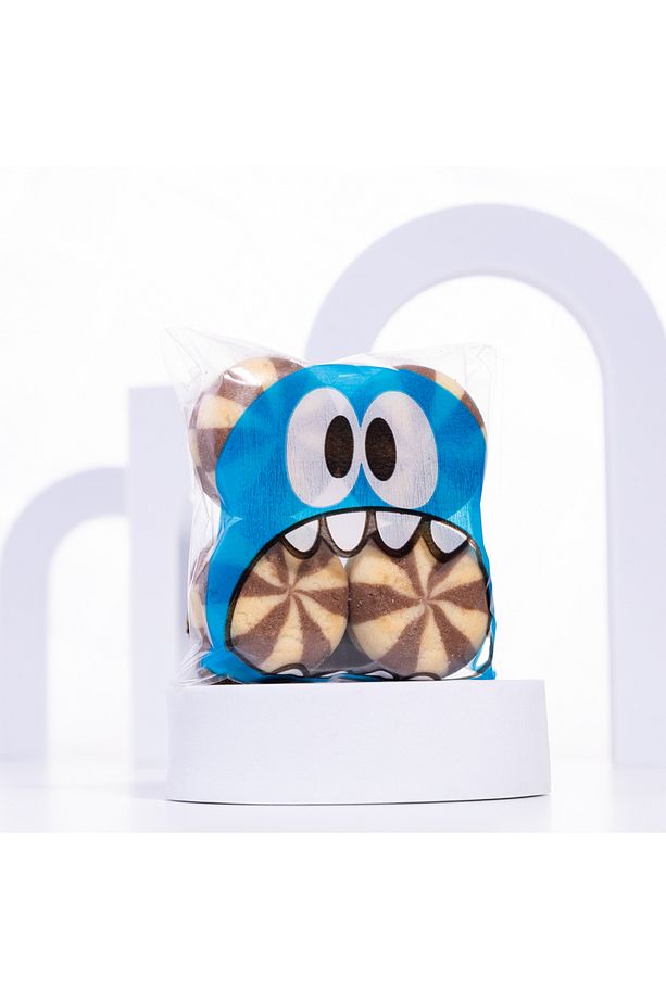 Karışık canavar desenli bantlı cake pops ve kurabiye poşeti, 10x15 cm, 5 adet - 3
