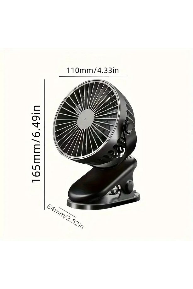 Taşınabilir USB Klipsli Fan Şarj Edilebilir, 720° Dönebilme, 3 Hız Yaz ve Dış Mekan Kullanımı İçin - 4