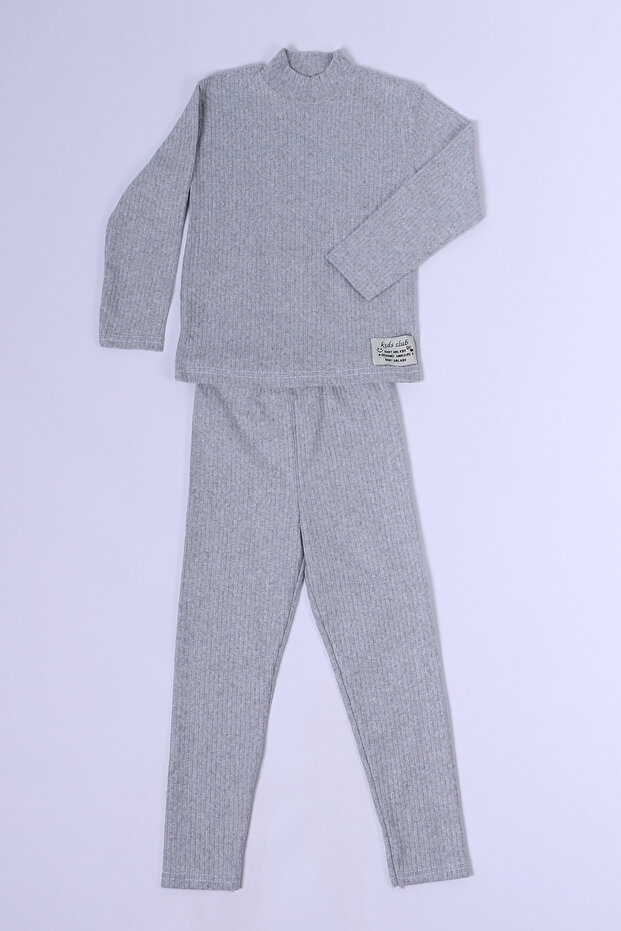 Girls' Top and Bottom Set High Neck Solid Color D18