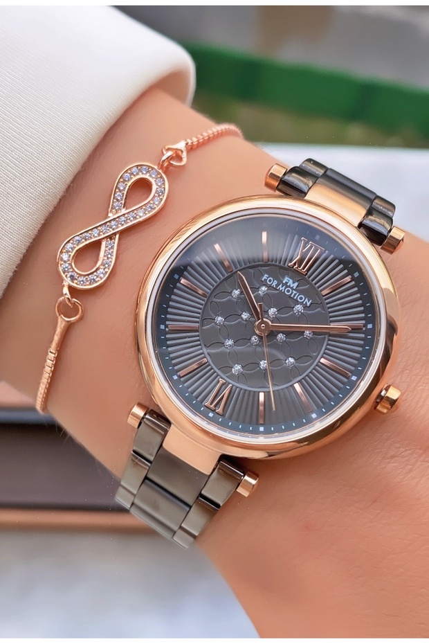 Ferruci Brand Smoked Color Steel Cord Women's Wristwatch - Bracelet Gift