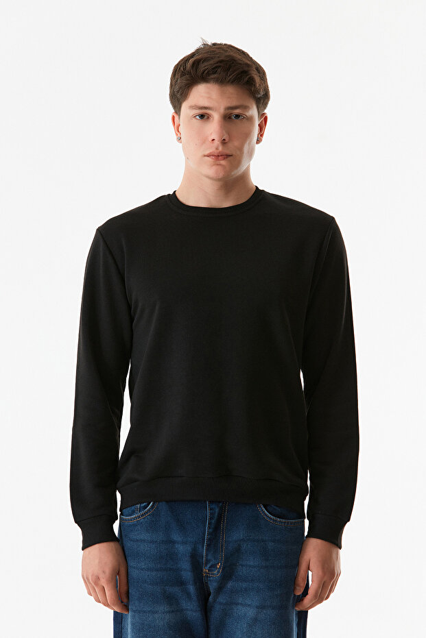 Basic Bisiklet Yaka Sweatshirt - 8
