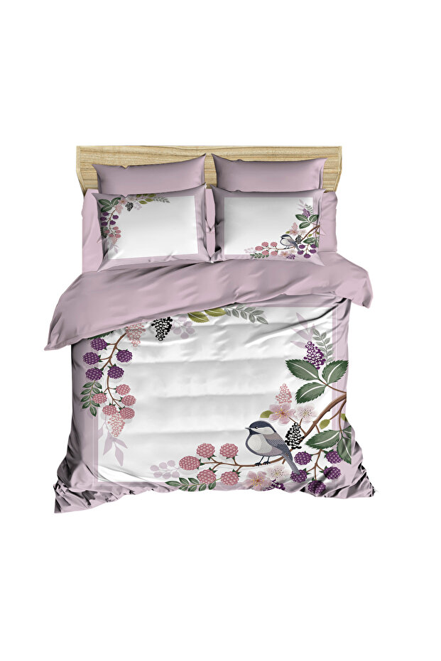 Blackberry and Sparrow 3D Digital Double Duvet Cover Set