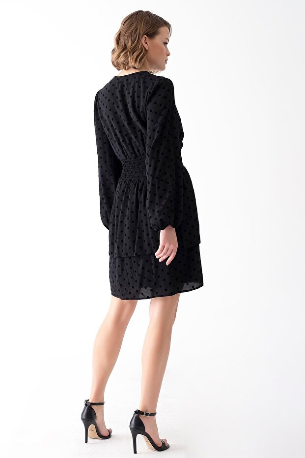 Kruvaze Yaka Elbise - 6