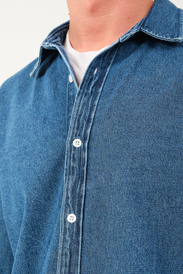 Denim Kot Regular Erkek Gömlek - 8