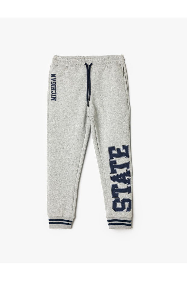 Jogger Sweatpants with Tie Waist and Print Detail Pocket