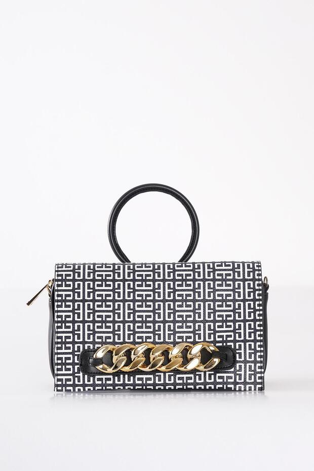 Monogram Desenli Omuz Çantası - 1