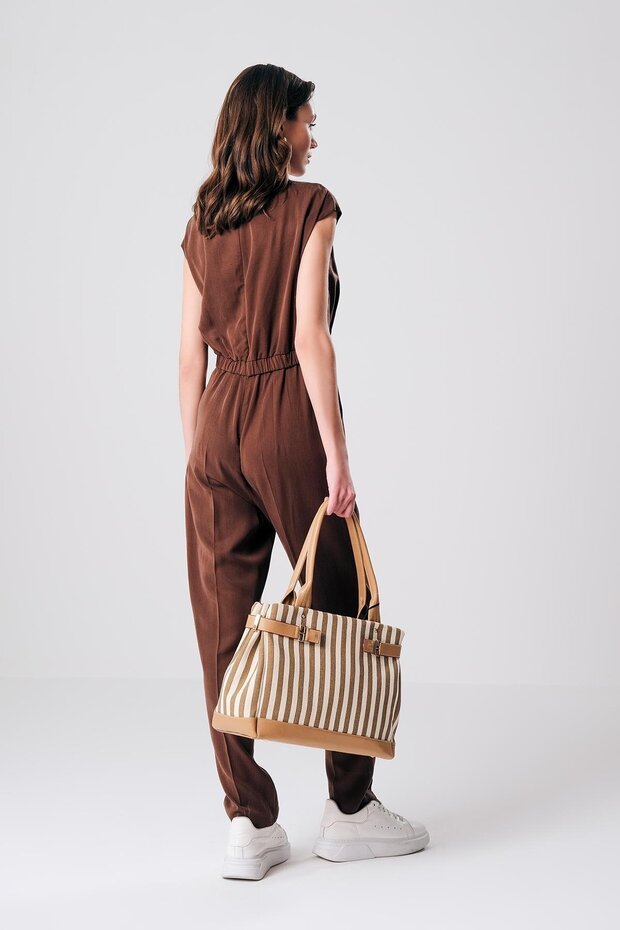 Beli Pili Detaylı Dar Paça Tulum - 2