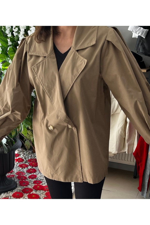 Balon Kol Kısa Trençkot - 1