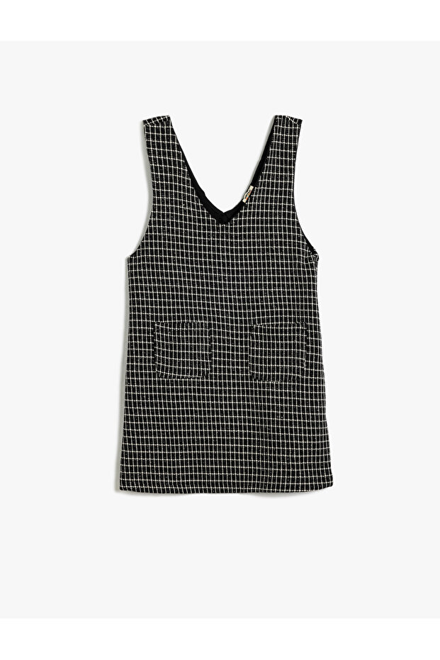Gilet Dress Mini with Pockets V Neck Sleeveless