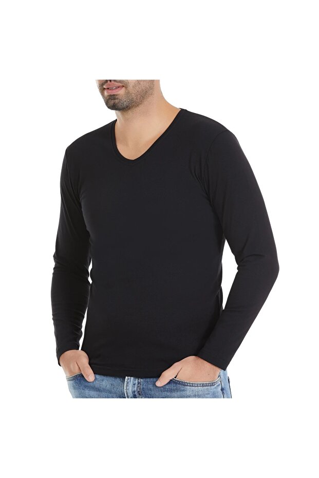 6 Pieces Long Sleeve V-Neck Modal Men's T-Shirt