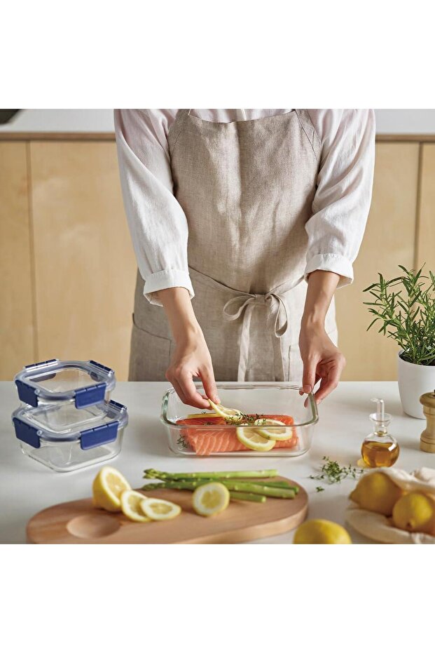 LocknLock Top Class Fırın & Saklama Kabı Dörtgen Kilitli 2.0 lt Mavi - 3