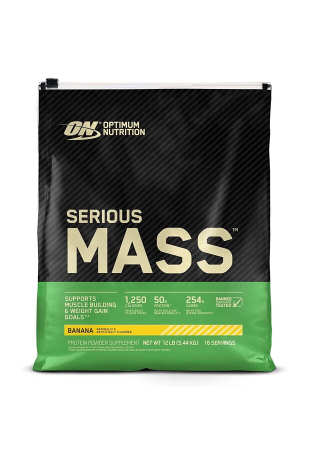 Serious Mass, Banana, 12 LB , High Protein Muscle Building & Weight Gainer Protein Powder, 50 Grams of Protein