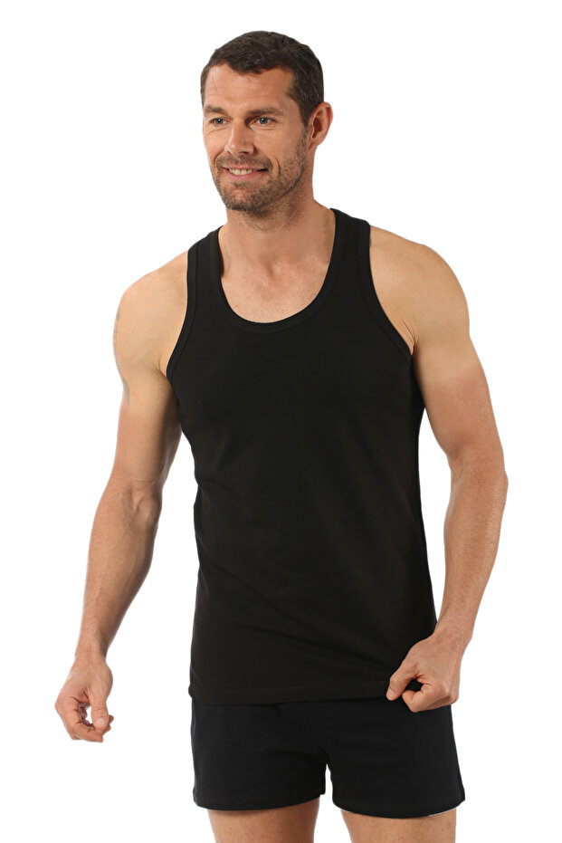 Özkan 0267 Men's 95% Cotton Lycra Single Jersey Flexible Comfortable Cross-Back Sports Rambo Undershirt