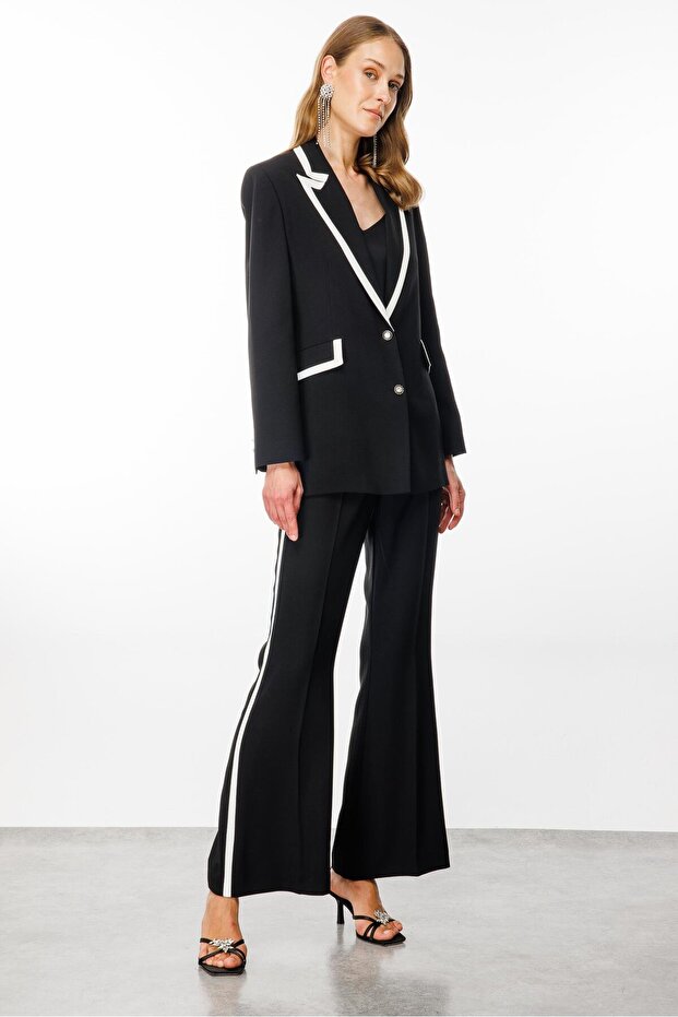 Modailgi  Enkürüsteli Çift Düğme Ceket Siyah - 4