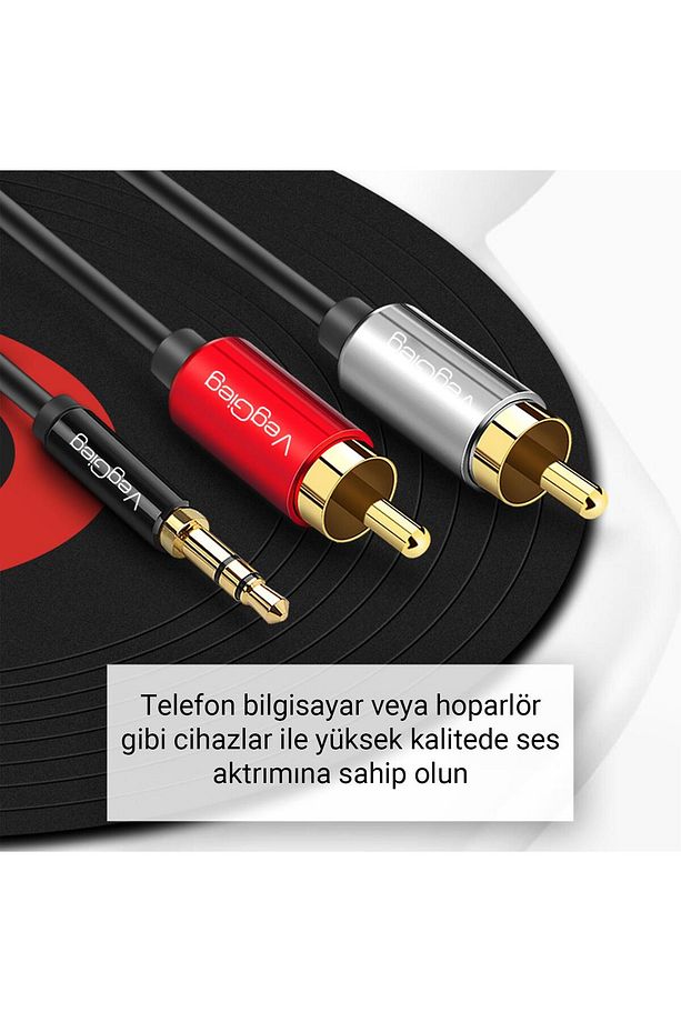 WHERE 3.5mm AUX to 2 RCA Ses Kablosu 1.5 Metre ZTML SYFT 1139610 - 3