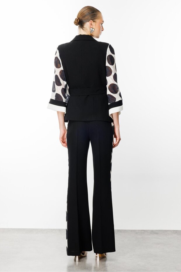 Black Modailgi - Polka Dot Patterned Short Athlete Jacket - 6