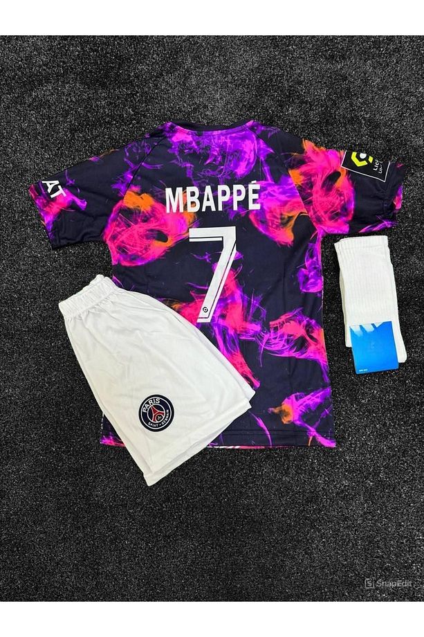 P:s:g Paris Mbappe Eyfel Kulesi Baskılı Çocuk Forması (FORMA ŞORT ÇORAP) - 1