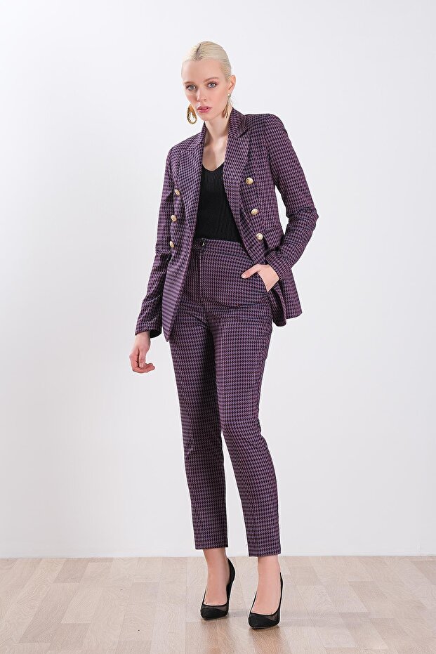 Desenli Dar Paçalı Pantolon - 2