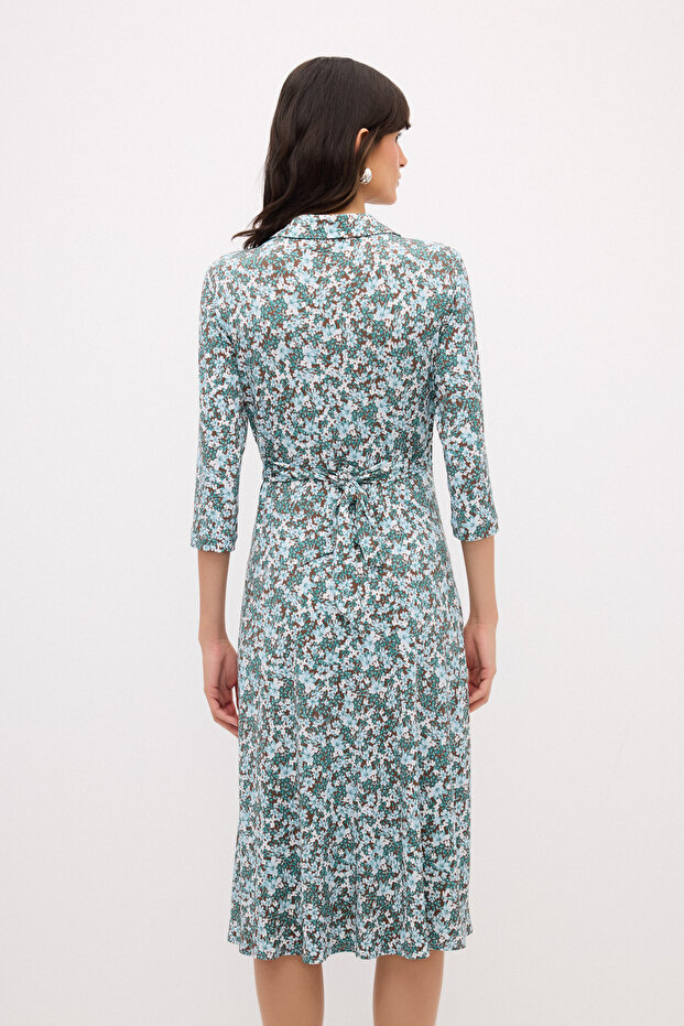 Çiçek Desenli Örme Elbise - 8