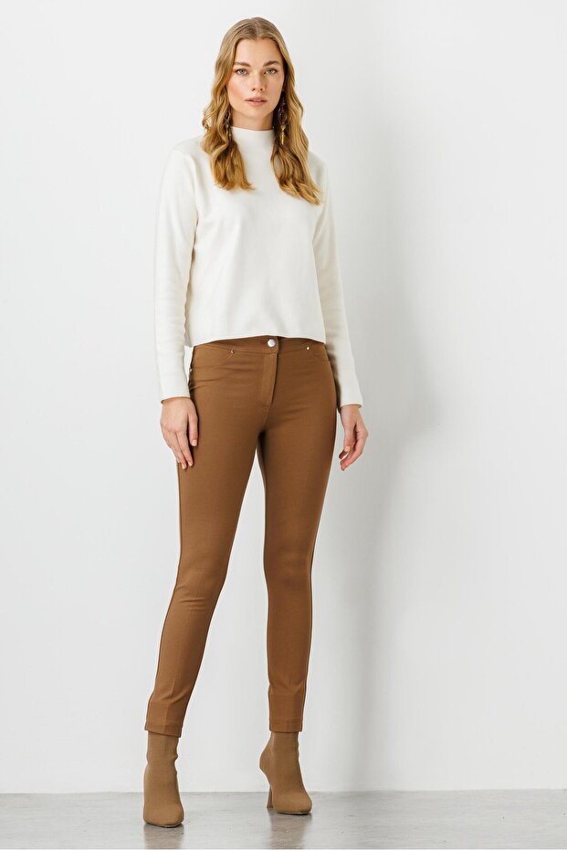 Modailgi Cepli Tayt Pantolon Camel - 1