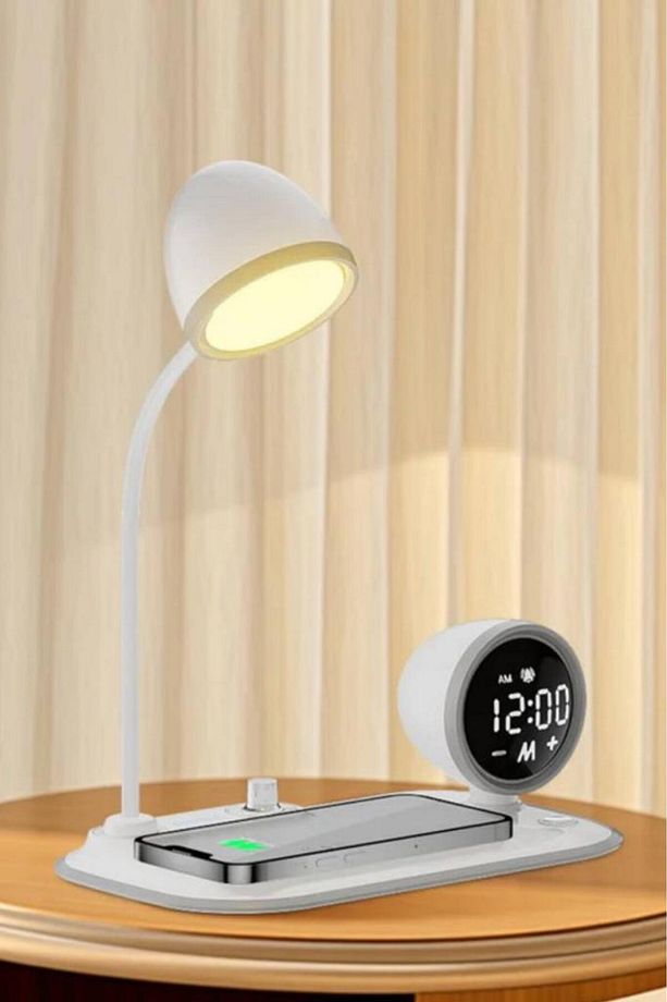 SL-CW21 Telefon Uyumlu Fast Şarj 15W Ayarlanabilir Led Işıklı LCD Ekran Double Alarmli Beyaz - 3