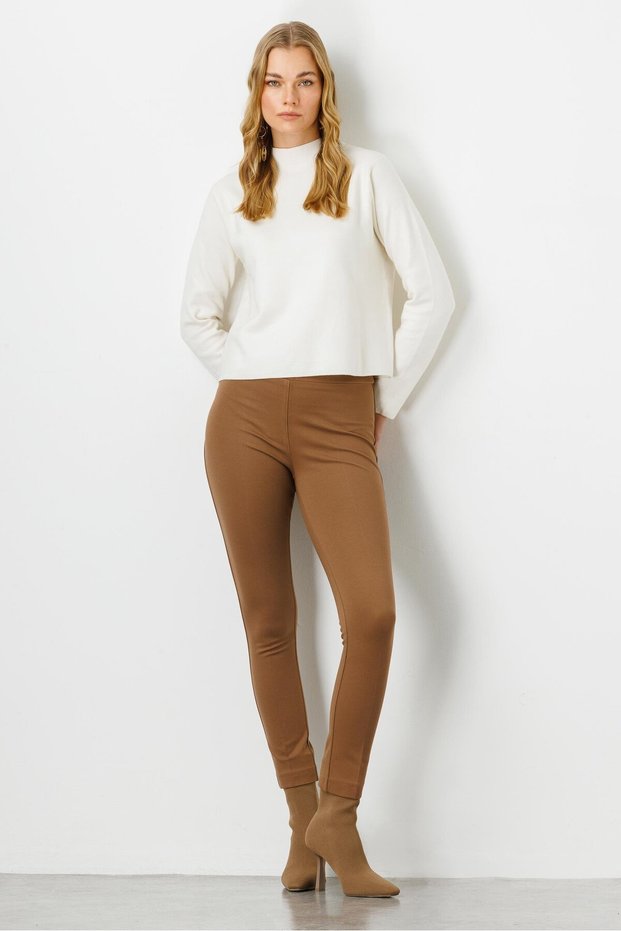 Modailgi Klasik Tayt Pantolon Camel