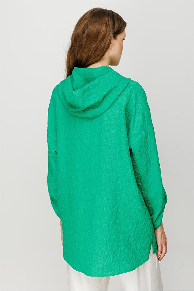 Modailgi Kapüşonlu Oversize Tunik Yeşil - 7