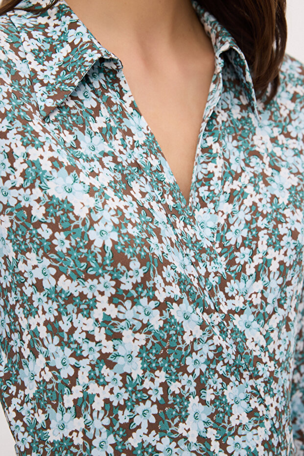 Çiçek Desenli Örme Elbise - 6