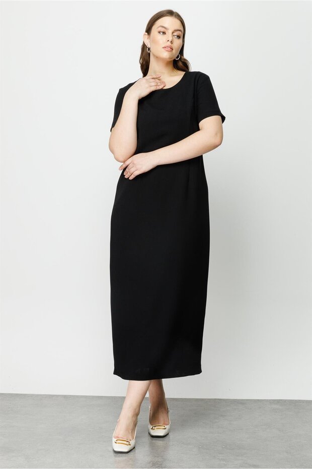 Rochie lungă cu mânecă scurtă Modailgi neagră - 2