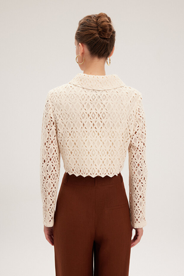 Dantelli Crop Ceket - 6