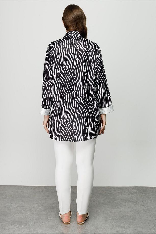 Modailgi Zebra Desen Ikili Kısa Tunik Siyah - 6
