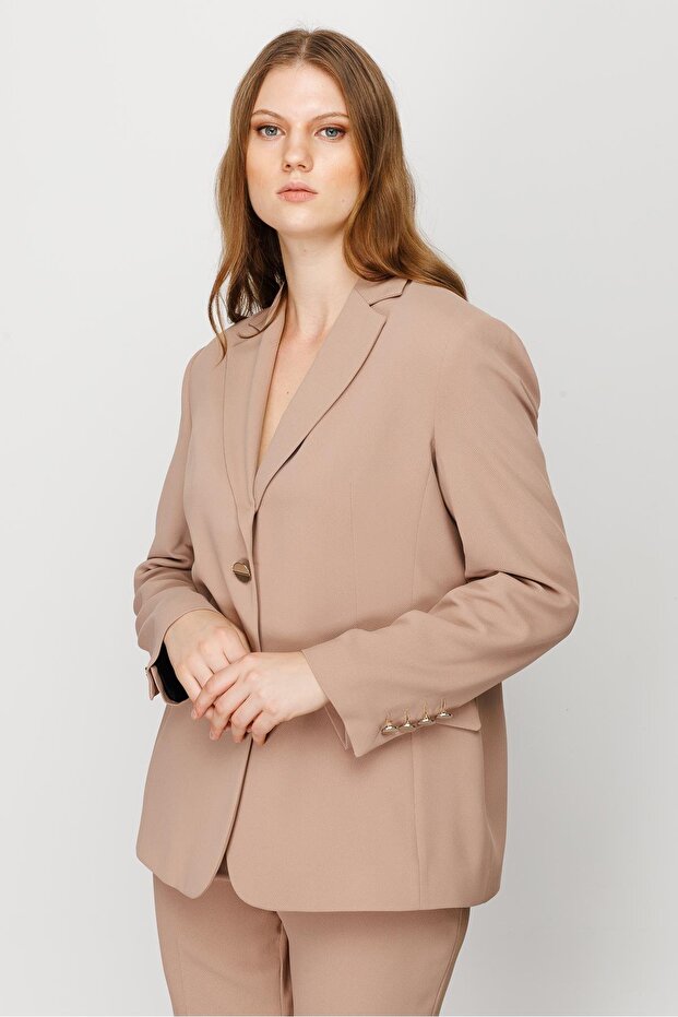 Modailgi Mono Yaka Klasik Ceket Camel - 3