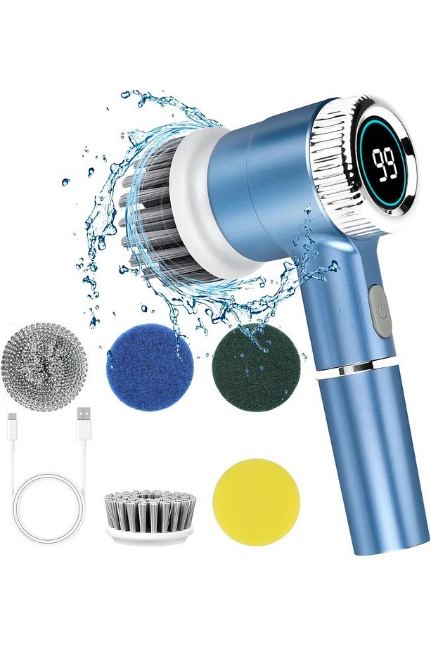 Elektrikli Temizleme Fırçası, 5 Fırça Başlığı, 3 Mod, LED Ekranlı, IPX7 - 1