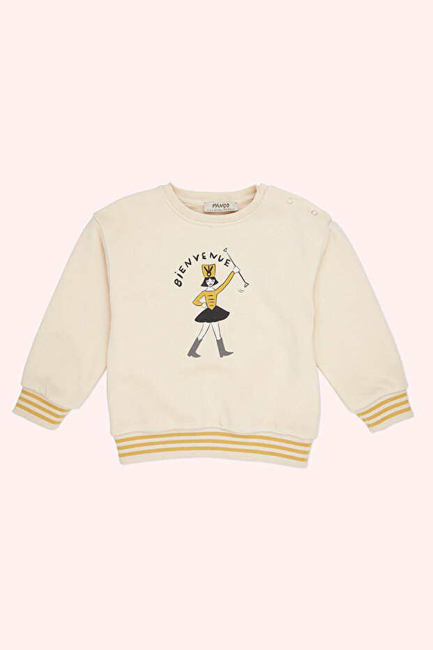 Kız Bebek Bej Sweatshirt - 1