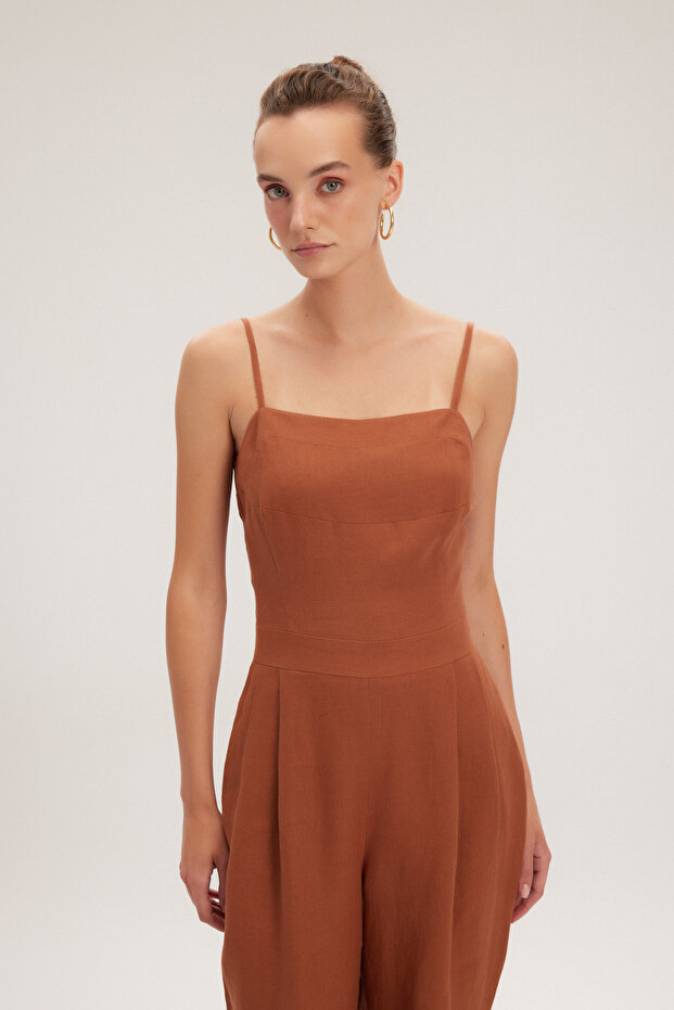 Askılı Keten Tulum - 3