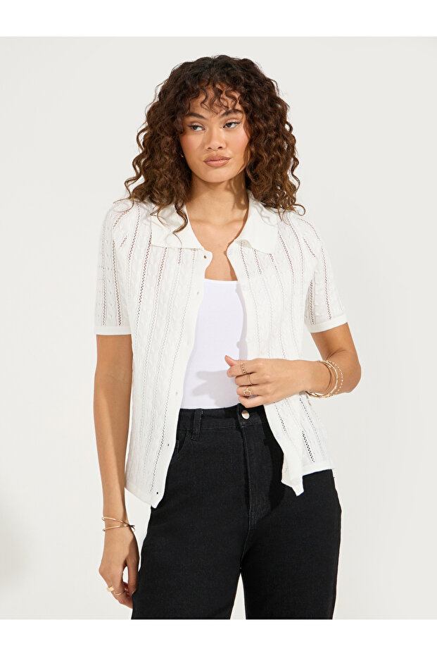 قميص بقصّة عادية بنمط كابل محبوك - 2