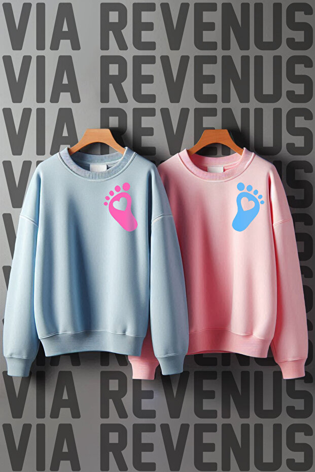 Gender Party Mother & Father Combination Blue Pink Sweatshirt