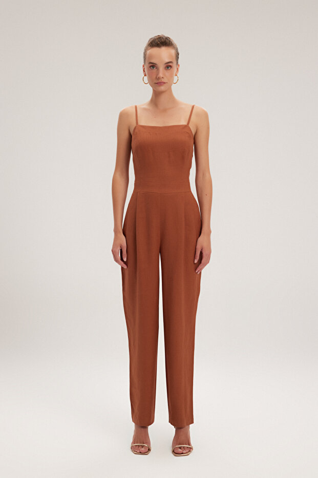 Askılı Keten Tulum - 1