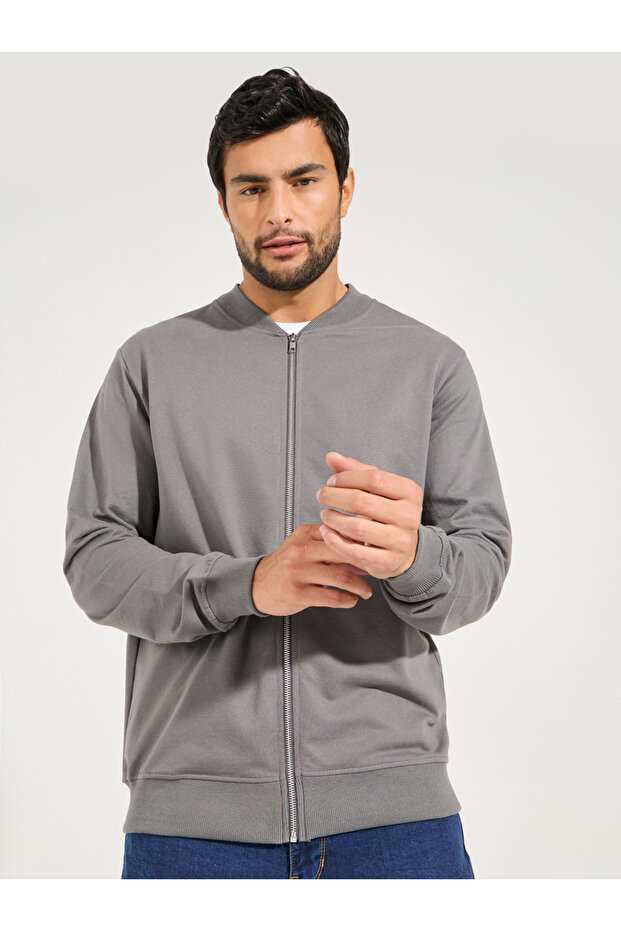 Zip Through Relaxed Bomber Jacket - 3