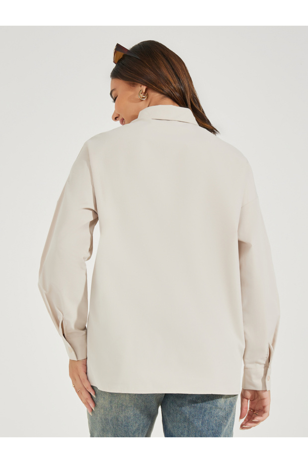 Solid Longline Shirt with Button Placket - 5
