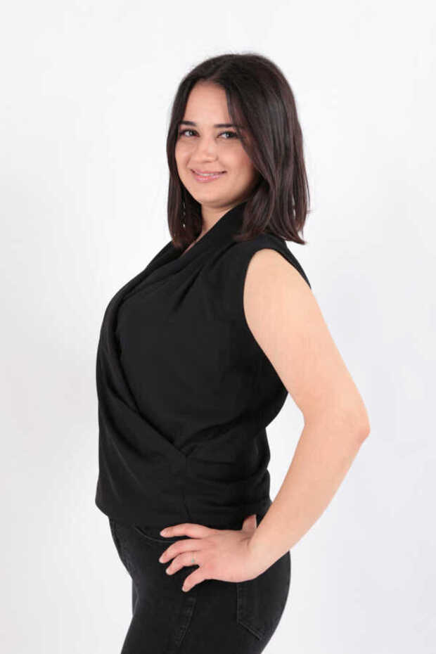 Kısa Kol Şifon Bluz - 2