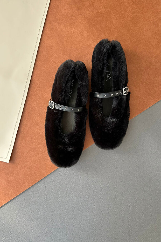 Women's Furry Ballerina Black