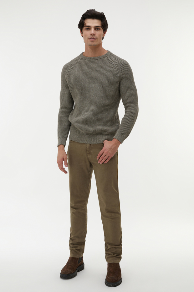 Men's Mink Color Cotton Slim Fit Trousers