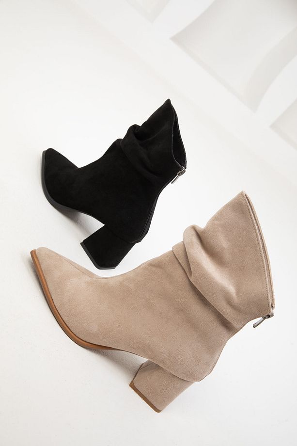 Siyah Süet Kadın Bot & Bootie 19806 - 5
