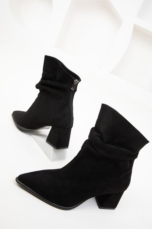 Siyah Süet Kadın Bot & Bootie 19806 - 4