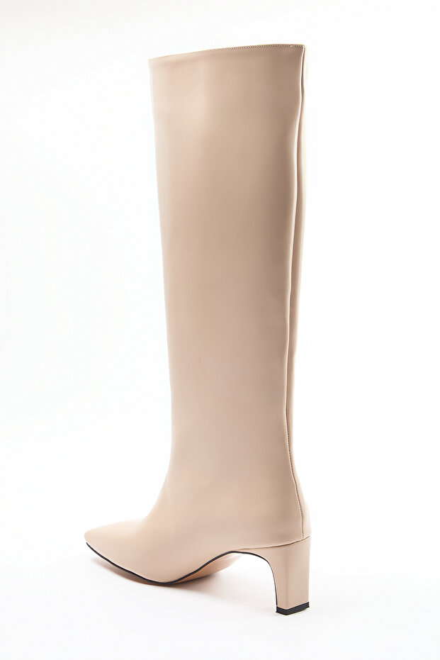 Beżowe Cienkie Obcasy Damskie Botki - TAKAW25CZ00002 - 4