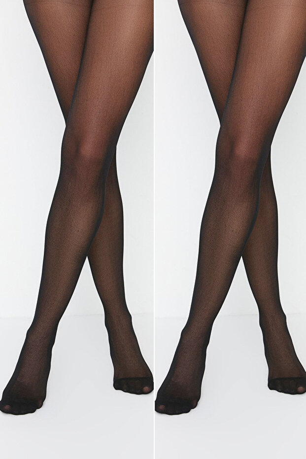 Siyah 2'li Paket 40 Den Jakar Örme Çorap THMAW23CO00095 - 2